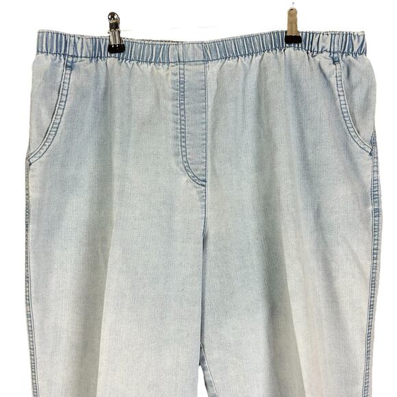 Alison Daley Pants Petite Women Sz 14P Light Blue Chambray Elastic Waist Pull On - Picture 3 of 11